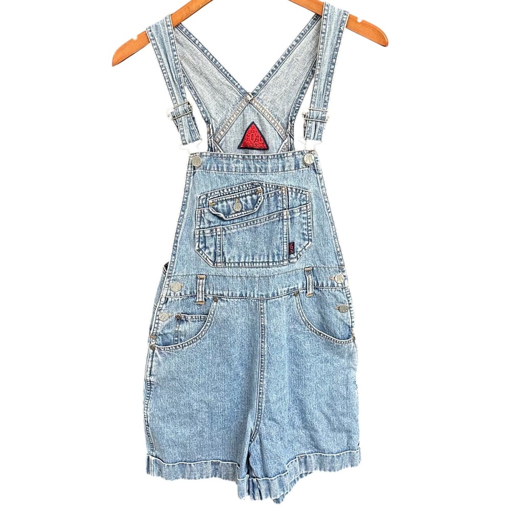 Sol Squeeze Denim Shortalls Light Wash  Cotton Overalls Womens Size S 90's Style - Picture 8 of 8